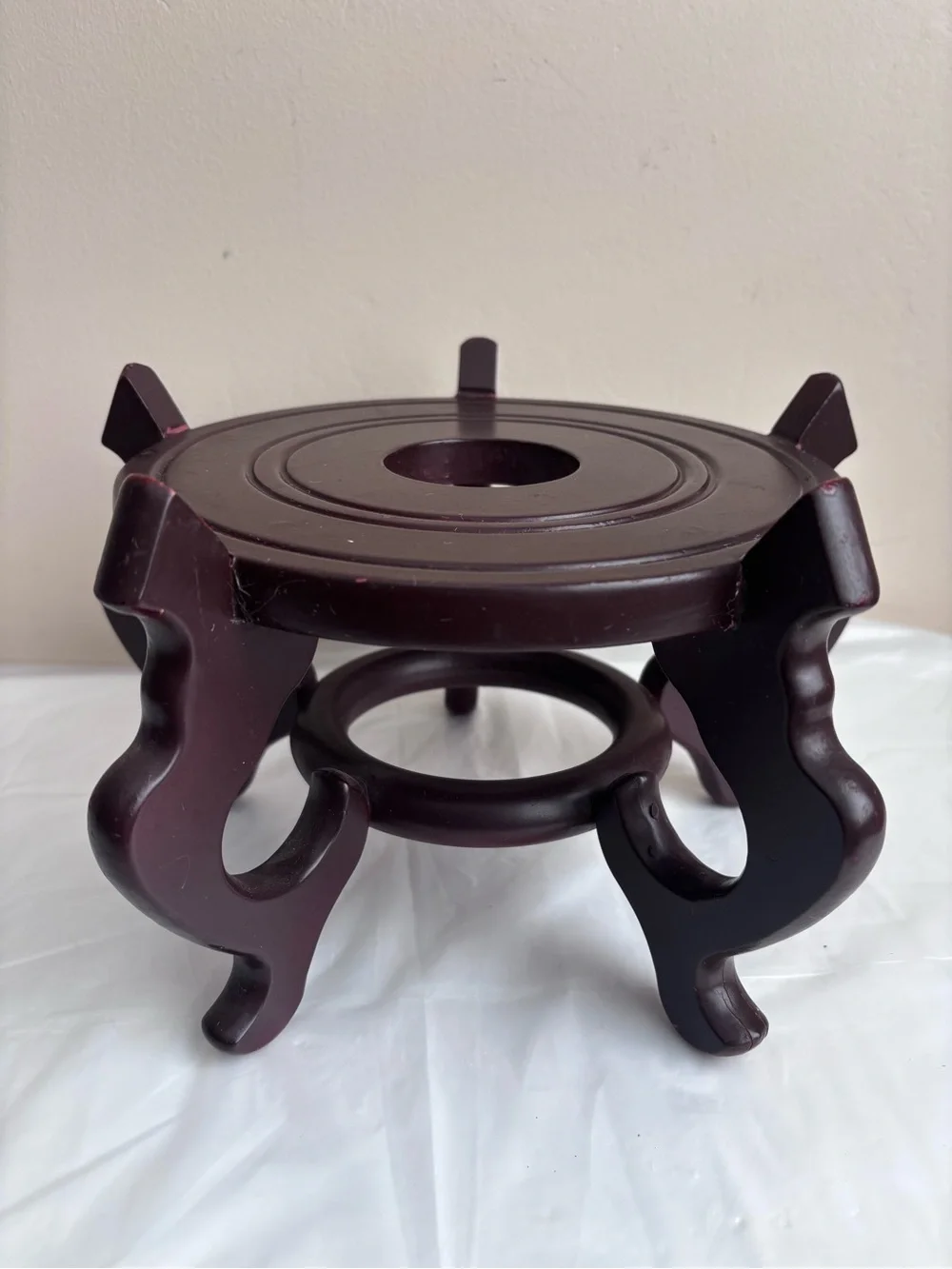 Vtg rosewood Planter/Fish Bowl/vase display Stand 5 legged 5.5'' H 8.25''W